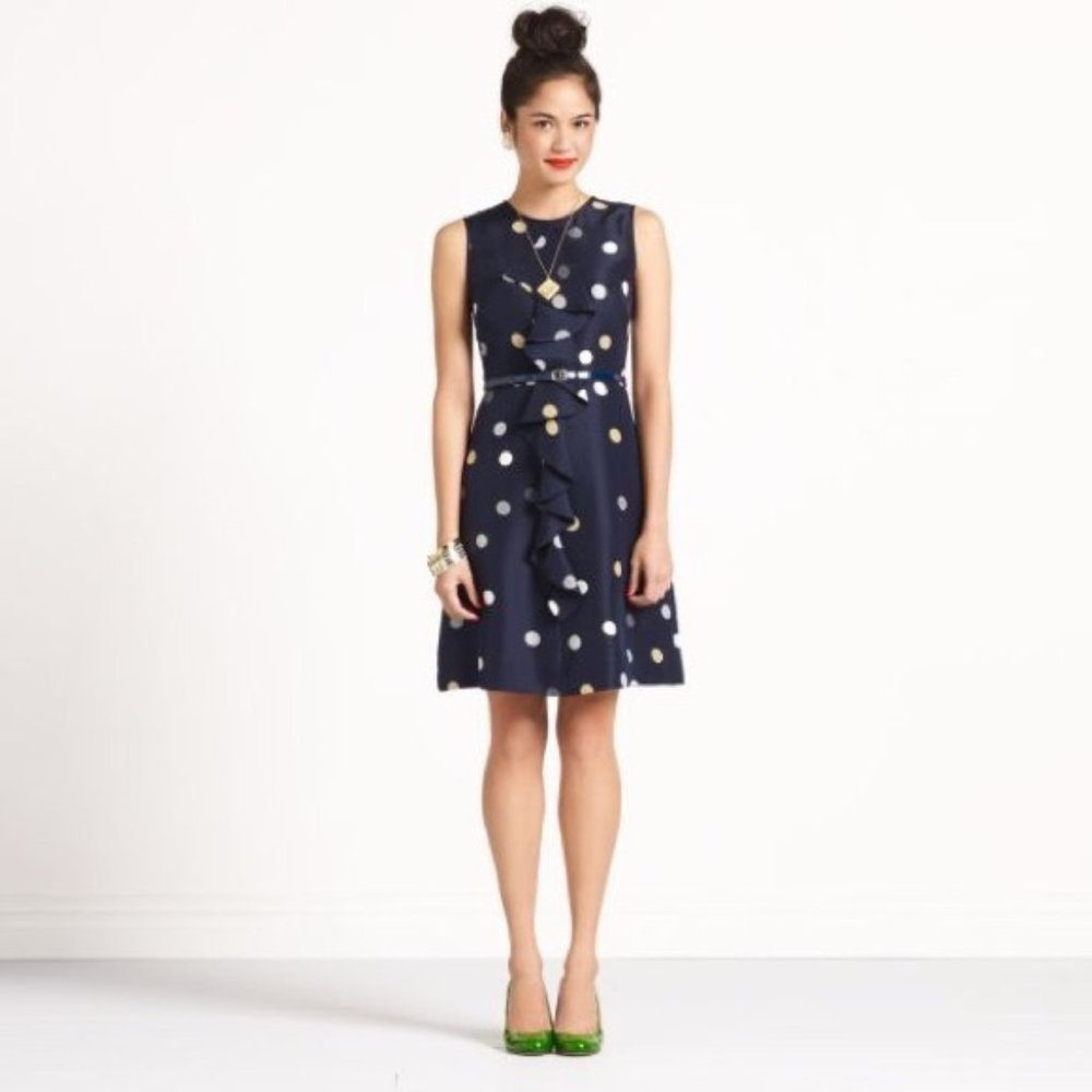 Kate Spade Polka Dot Bailey Silk Ruffle Dress